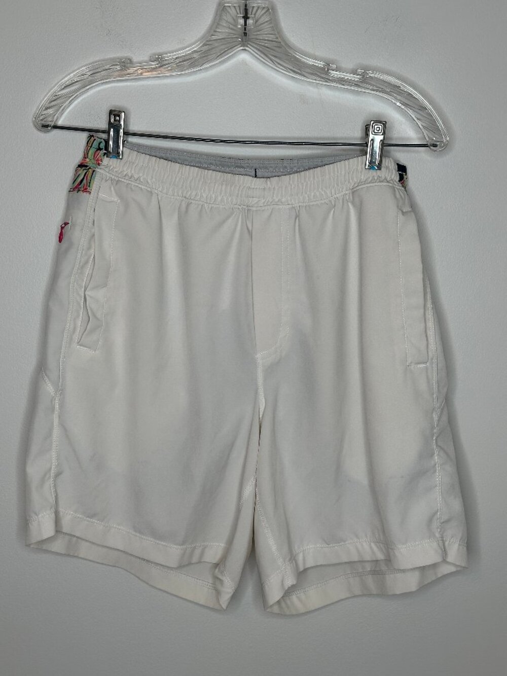 Birddogs Men's Ivory Floral Swim Trunks Athletic Shorts Size Large